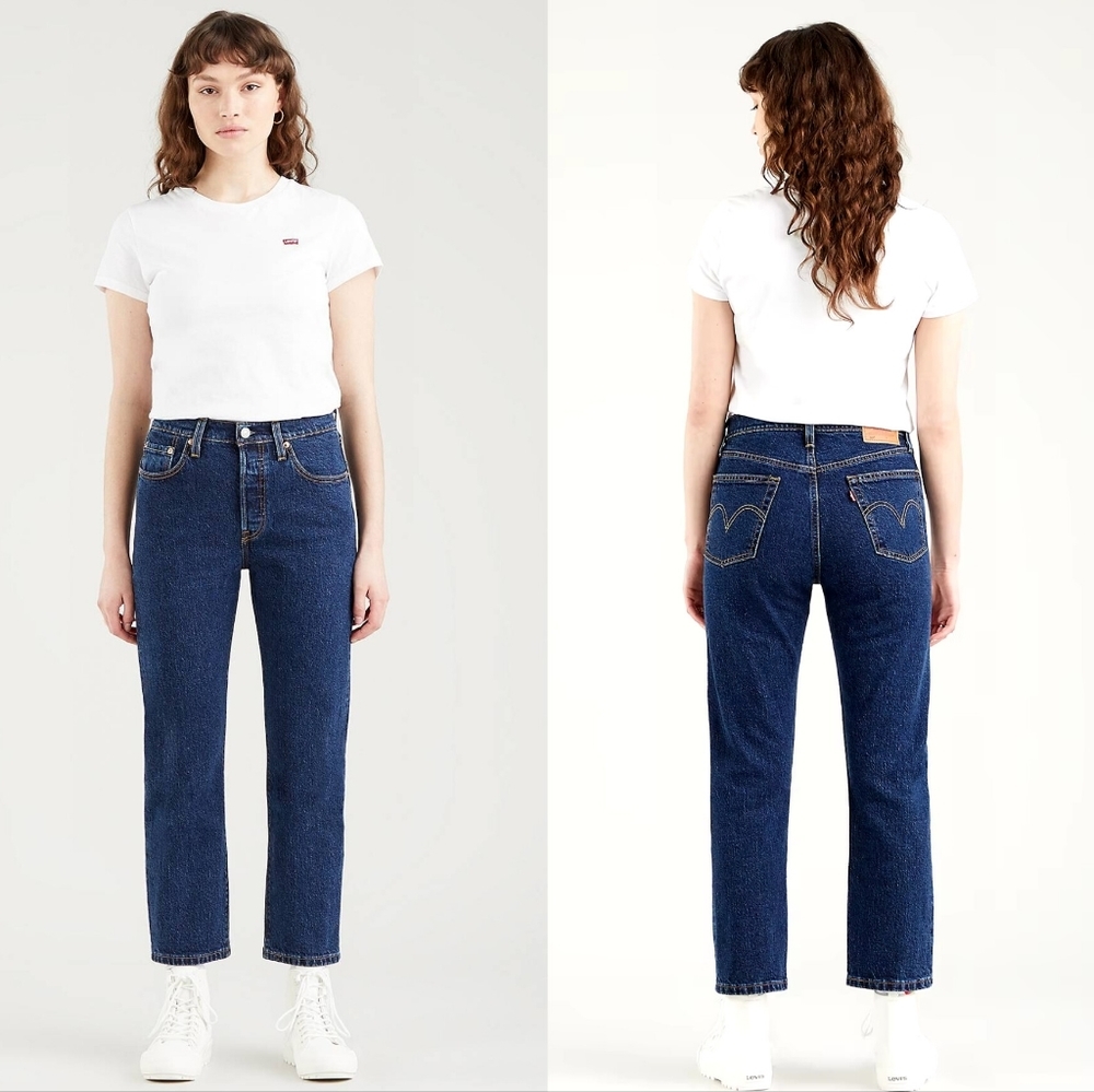 Levi's 501 CT Dark Wash Blue Jeans Size 30 x 25 Inseam Straight Mid Rise Cropped
